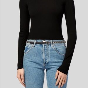 Valentino Black Belt with Gold Studs  accents rock star accents skinny leather